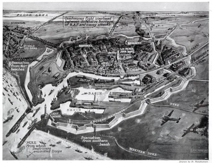 Framed Print : Aerial view of Dunkirk during the evacuation, WW2 Framed Print : Aerial view of Dunkirk during the evacuation, WW2