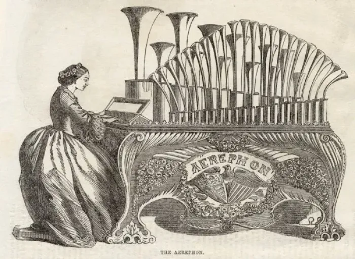 Framed Print : AEROPHON. Similar to the CALLIOPE, this American instrument is basically