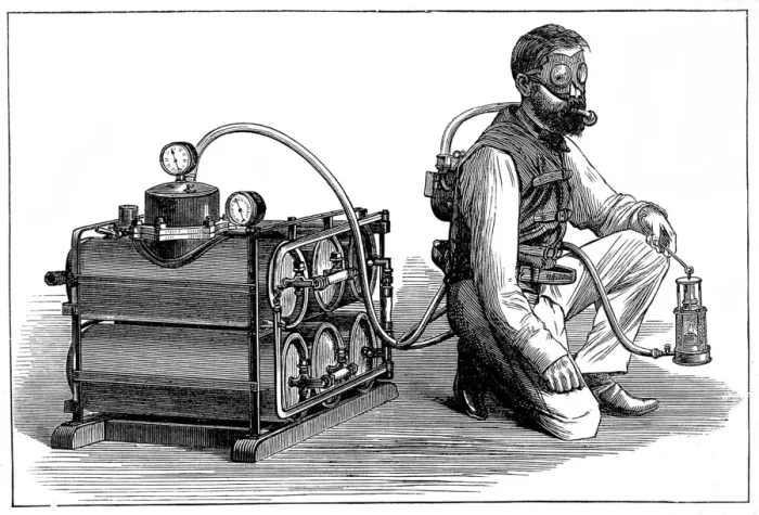 Framed Print : The Aerophore Breathing Apparatus, 1874 Framed Print : The Aerophore Breathing Apparatus, 1874