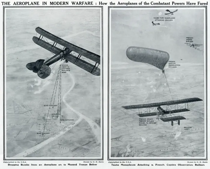 Framed Print : Aeroplane in modern warfare by G. H. Davis Framed Print : Aeroplane in modern warfare by G. H. Davis