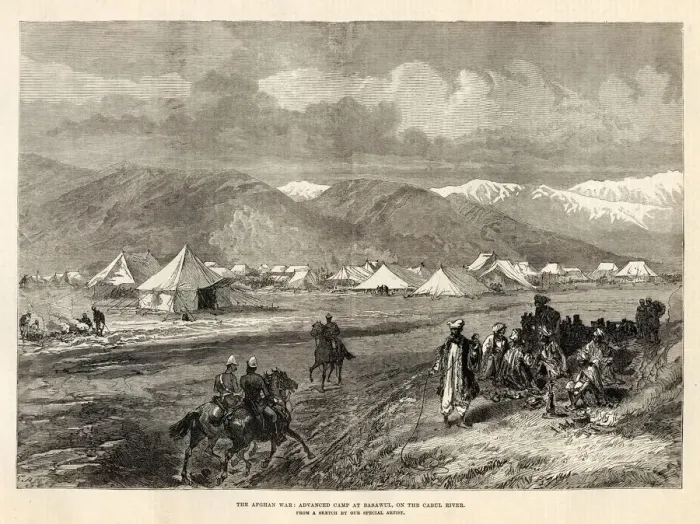 Framed Print : Afghan War - Advanced Camp at Basawul on the Kabul River Framed Print : Afghan War - Advanced Camp at Basawul on the Kabul River