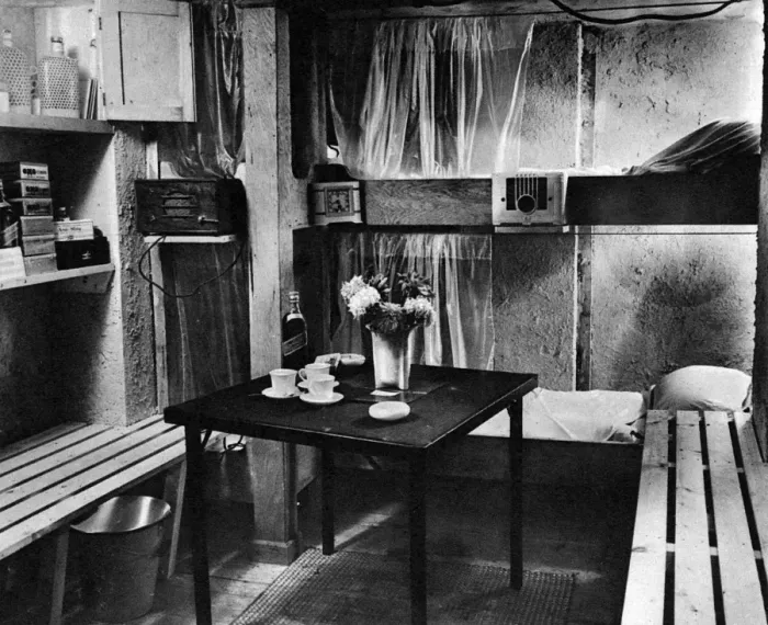 Framed Print : Air raid shelter de luxe, WWII Framed Print : Air raid shelter de luxe, WWII