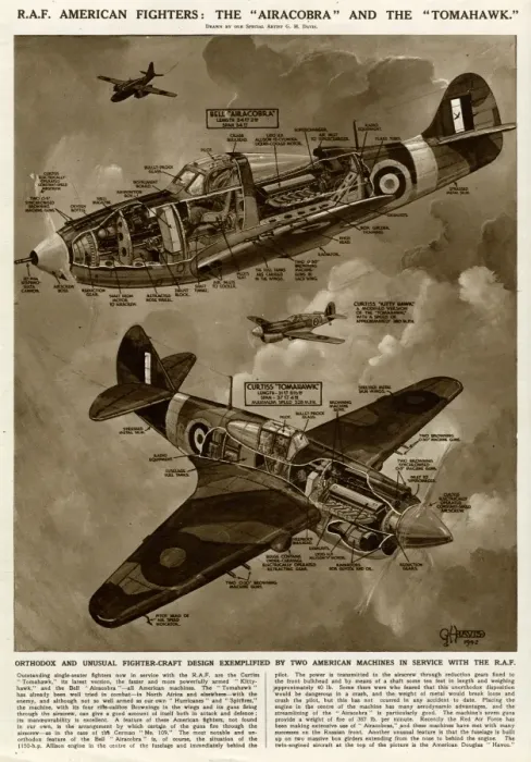 Framed Print : Airacobra and Tomahawk fighters by G. H. Davis Framed Print : Airacobra and Tomahawk fighters by G. H. Davis