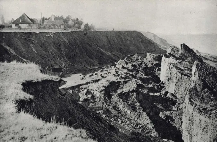 Framed Print : All that remained of a cliff at Beltinge near Herne Bay on the North Kent coast where Framed Print : All that remained of a cliff at Beltinge near Herne Bay on the North Kent coast where