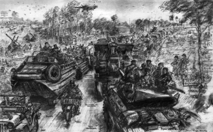 Framed Print : Allied Armour heading into Holland; Second World War, 1944