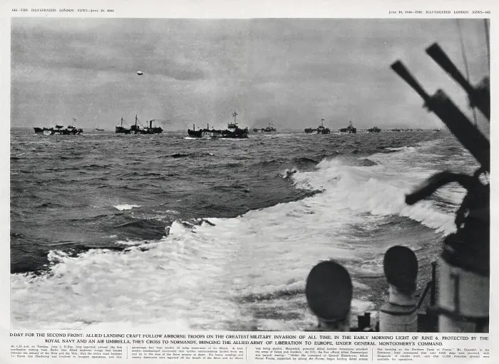 Framed Print : Allied landing craft follow airborne troops in the early morning of June 6th. Protected by the Royal Navy they cross to Normandy, taking an allied army to liberate Europe, under General Montgomery's command. Date: 6 June 1944 Framed Print : Allied landing craft follow airborne troops in the early morning of June 6th. Protected by the Royal Navy they cross to Normandy, taking an allied army to liberate Europe, under General Montgomery's command. Date: 6 June 1944