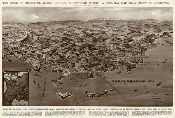Framed Print : Allied landings in southern France by G. H. Davis Framed Print : Allied landings in southern France by G. H. Davis