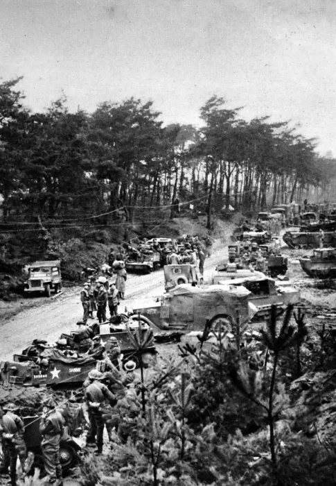 Framed Print : Allied Troops in the Reichswald Forest; Second World War, 19
