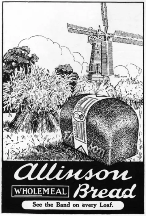 Framed Print : Allinson wholemeal bread advertisement, WW1 Framed Print : Allinson wholemeal bread advertisement, WW1