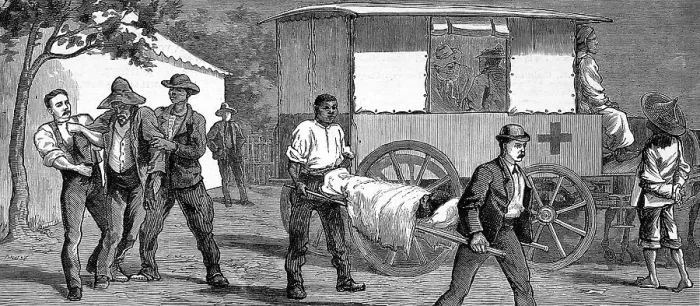 Framed Print : An ambulance bringing in patients from Cape Town