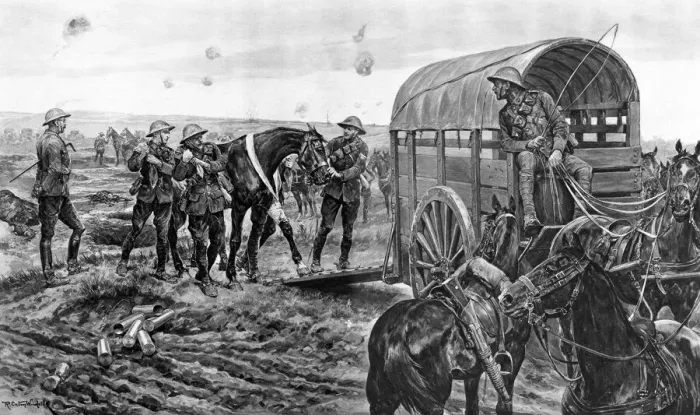 Framed Print : Ambulance for wounded horses, World War One Framed Print : Ambulance for wounded horses, World War One