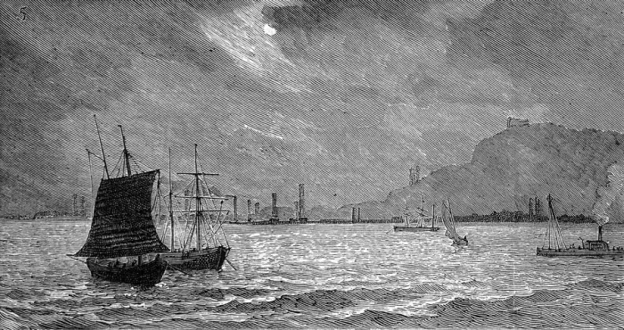 Framed Print : America. The Chinese in San Francisco. Fishing boats by moon Framed Print : America. The Chinese in San Francisco. Fishing boats by moon