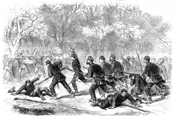 Framed Print : American Civil war. The Fight at Balls Bluff, Upper Potomac Framed Print : American Civil war. The Fight at Balls Bluff, Upper Potomac