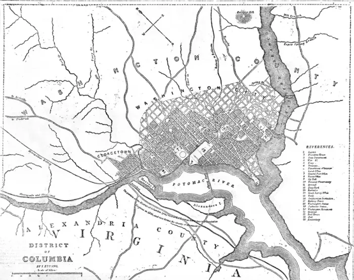 Framed Print : American Civil War. Map of the border between Washington DC Framed Print : American Civil War. Map of the border between Washington DC