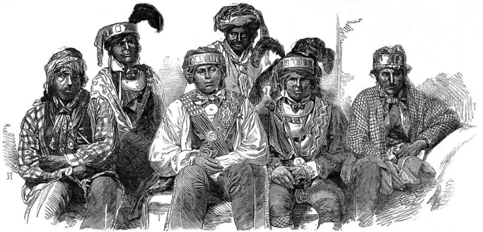 Framed Print : American Indians. Billy Bowlegs and his suite of Indian Chie Framed Print : American Indians. Billy Bowlegs and his suite of Indian Chie