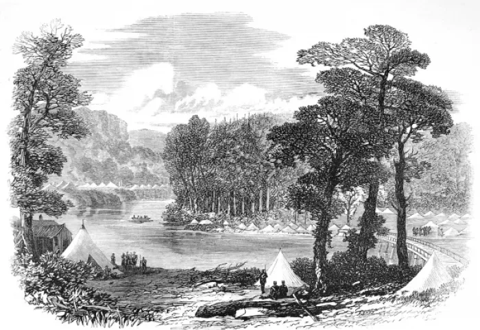 Framed Print : American Indians. Red River Expedition. Camp at Malawin Brid Framed Print : American Indians. Red River Expedition. Camp at Malawin Brid