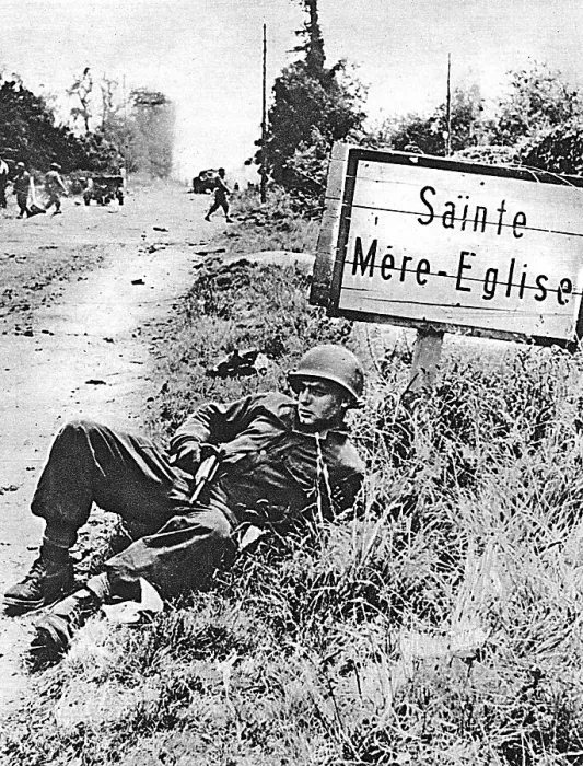 Framed Print : American Paratrooper near St. Mere Eglise; Second World War