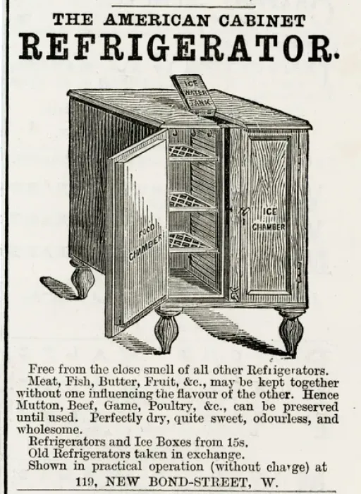 Framed Print : American refrigerator & ice box 1883 Framed Print : American refrigerator & ice box 1883