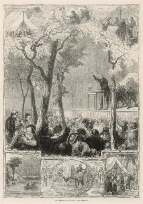 Framed Print : American Revival Meeting
