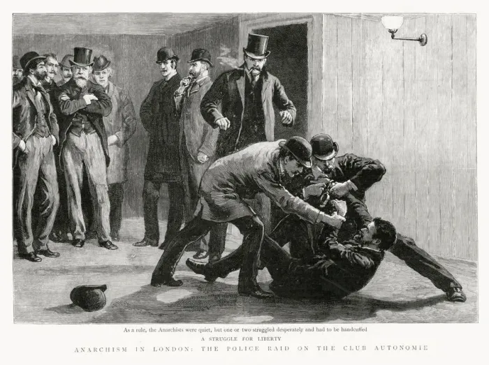Framed Print : Anarchist Conspirators in London - Arrest at Club Autonomie Framed Print : Anarchist Conspirators in London - Arrest at Club Autonomie