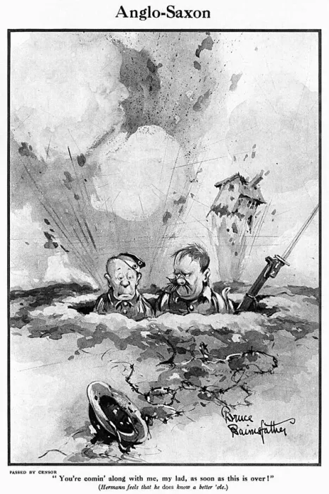 Framed Print : Anglo-Saxon by Bruce Bairnsfather, WW1 cartoon Framed Print : Anglo-Saxon by Bruce Bairnsfather, WW1 cartoon
