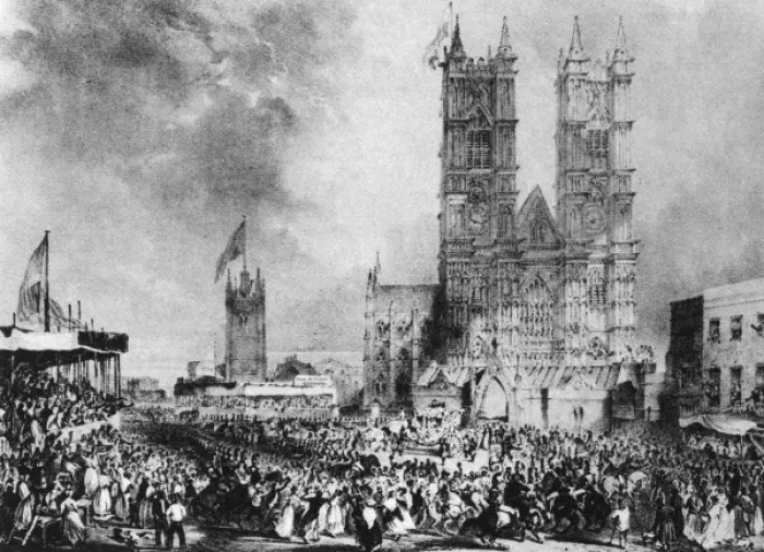 Framed Print : Annexe built on Westminster Abbey for William IV coronation Framed Print : Annexe built on Westminster Abbey for William IV coronation