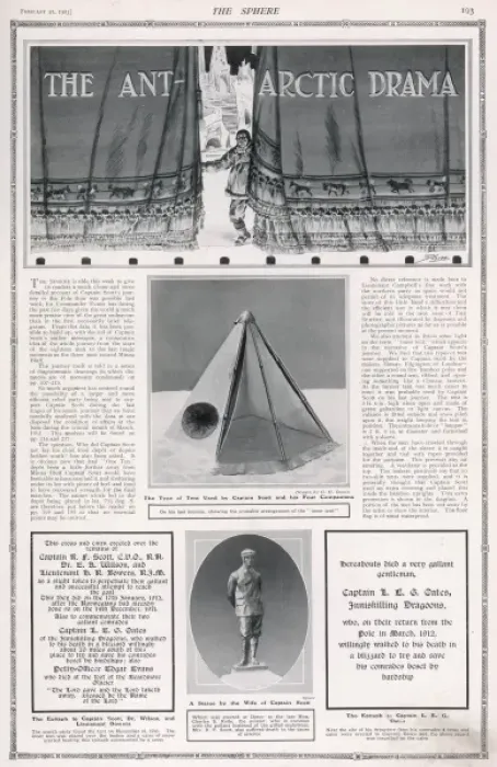 Framed Print : The Antarctic Drama - page from The Sphere Framed Print : The Antarctic Drama - page from The Sphere