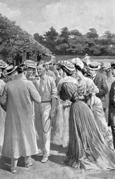 Framed Print : Anthony Wilding being congratulated at Wimbledon, 1905 Framed Print : Anthony Wilding being congratulated at Wimbledon, 1905