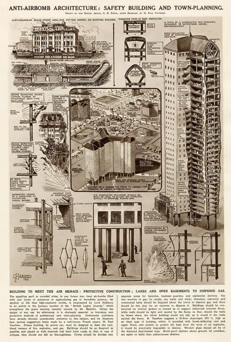 Framed Print : Anti-airbomb architecture: Safety building and town planning Framed Print : Anti-airbomb architecture: Safety building and town planning