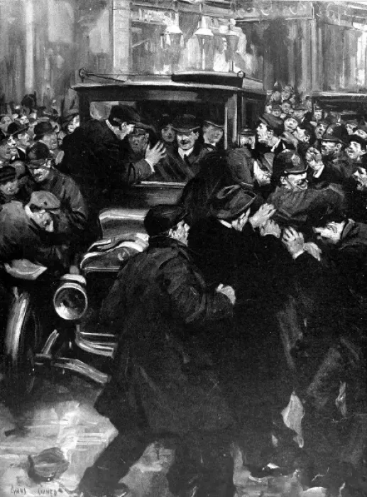 Framed Print : Anti Home-Rulers attacking Winston Churchills car, Belfast