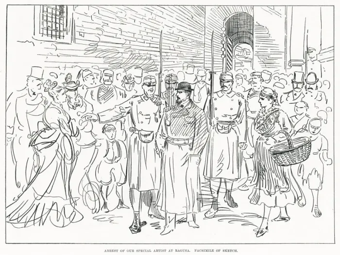 Framed Print : Arrest of one of the Illustrated London Newss special artists, Melton Prior Framed Print : Arrest of one of the Illustrated London Newss special artists, Melton Prior