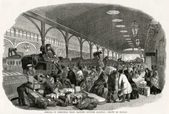 Framed Print : Arrival of the Christmas train, Eastern Counties Railway Framed Print : Arrival of the Christmas train, Eastern Counties Railway