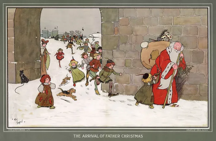 Framed Print : Arrival of Father Christmas by Cecil Aldin Framed Print : Arrival of Father Christmas by Cecil Aldin