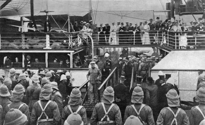 Framed Print : The arrival of Lord Roberts and Lord Kitchener at Cape Town