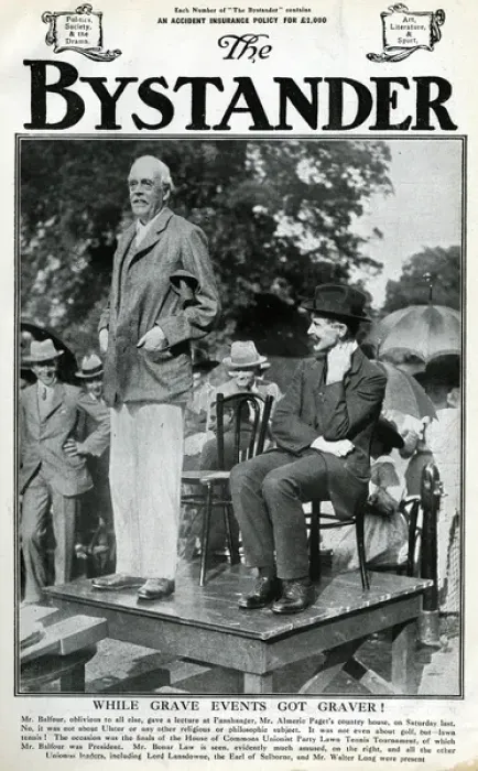 Framed Print : Arthur Balfour, British politician, giving a talk Framed Print : Arthur Balfour, British politician, giving a talk