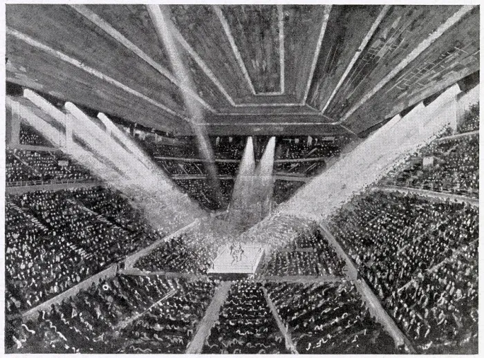 Framed Print : Artist's impression of a big boxing match at Earl's Court exhibition and sports centre, with seating for 30000 people. Date: 1937 Framed Print : Artist's impression of a big boxing match at Earl's Court exhibition and sports centre, with seating for 30000 people. Date: 1937