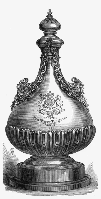 Framed Print : Ascot race plate: Queen Victorias gift of a gold vase, 1874 Framed Print : Ascot race plate: Queen Victorias gift of a gold vase, 1874