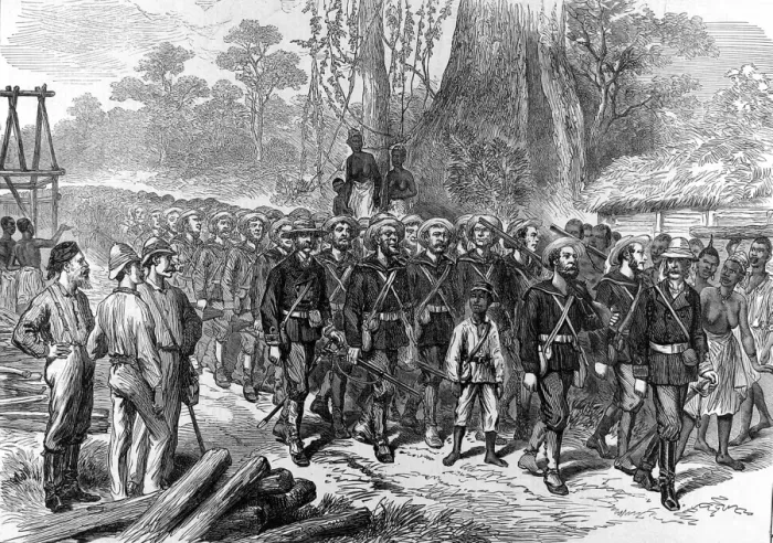 Framed Print : The Ashanti War (1873-74) - Arrival of the Naval Brigade