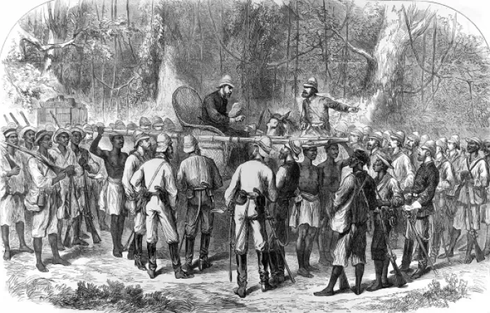 Framed Print : The Ashanti War (1873-74) - Sir Wolseley receives news from Framed Print : The Ashanti War (1873-74) - Sir Wolseley receives news from