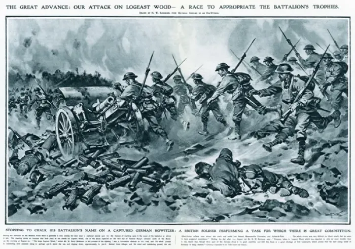 Framed Print : Attack on Logeast Wood, appropriate the battalions trophies Framed Print : Attack on Logeast Wood, appropriate the battalions trophies