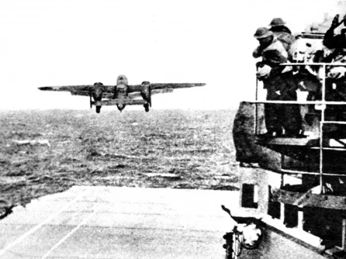 Framed Print : B-25 Mitchell Bomber taking off from Hornet; Second World Framed Print : B-25 Mitchell Bomber taking off from Hornet; Second World
