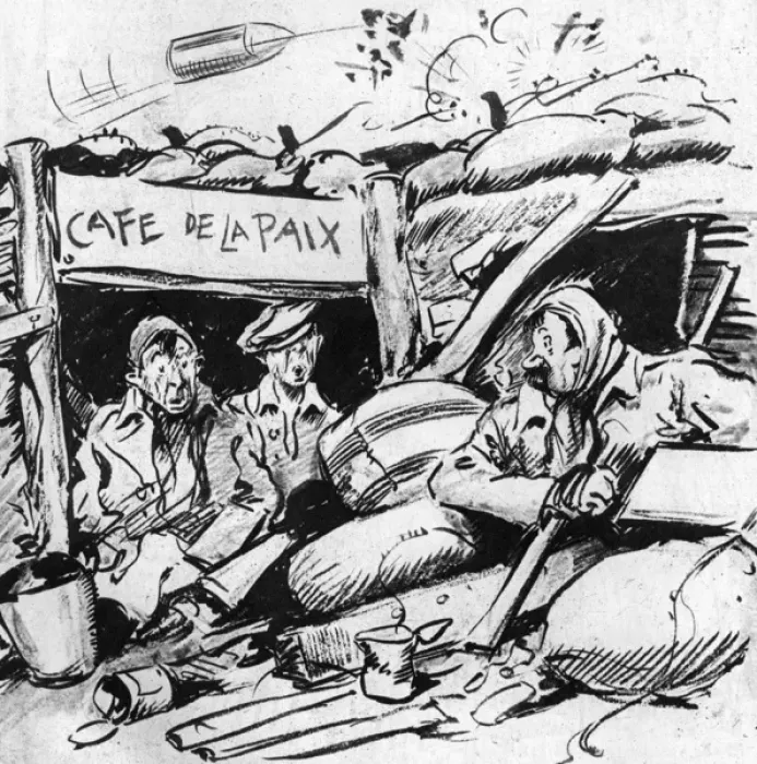 Framed Print : Bairnsfather sketch in revue Framed Print : Bairnsfather sketch in revue