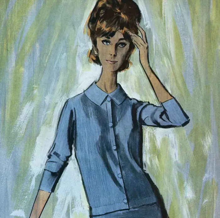 Framed Print : Ballantyne golfer sweater - sixties woman Framed Print : Ballantyne golfer sweater - sixties woman
