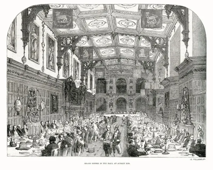 Framed Print : Banquet held at Audley End House. Date: 1852 Framed Print : Banquet held at Audley End House. Date: 1852