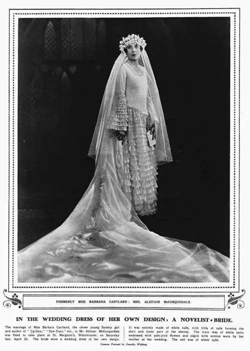 Framed Print : Barbara Cartland in her wedding dress Framed Print : Barbara Cartland in her wedding dress