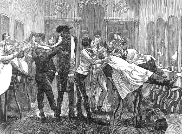 Framed Print : Barbers Saloon, New York, 1870