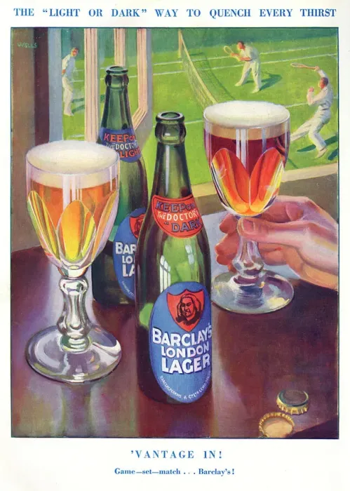 Framed Print : Barclays London Lager advertisement with tennis Framed Print : Barclays London Lager advertisement with tennis