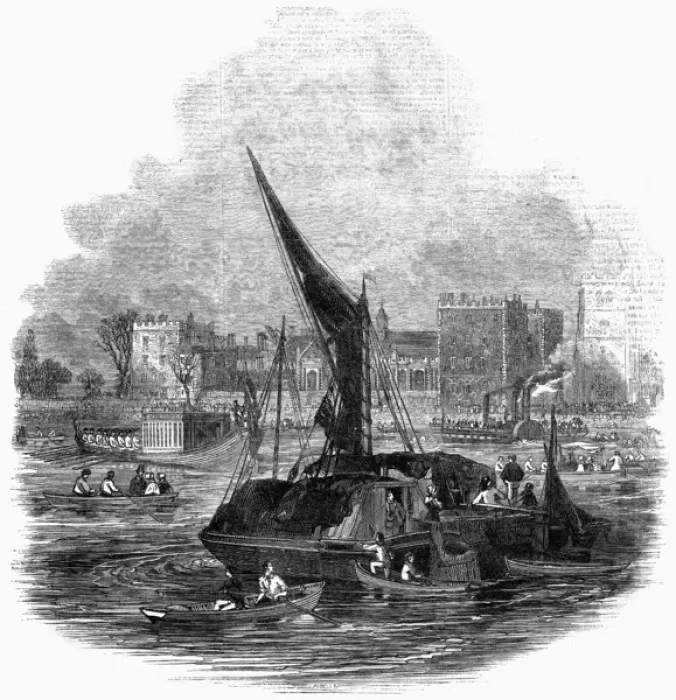Framed Print : Barges on the River Thames, 1845