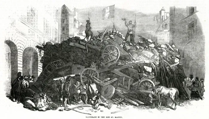 Framed Print : Barricade in the Rue St Martin 1848 Framed Print : Barricade in the Rue St Martin 1848