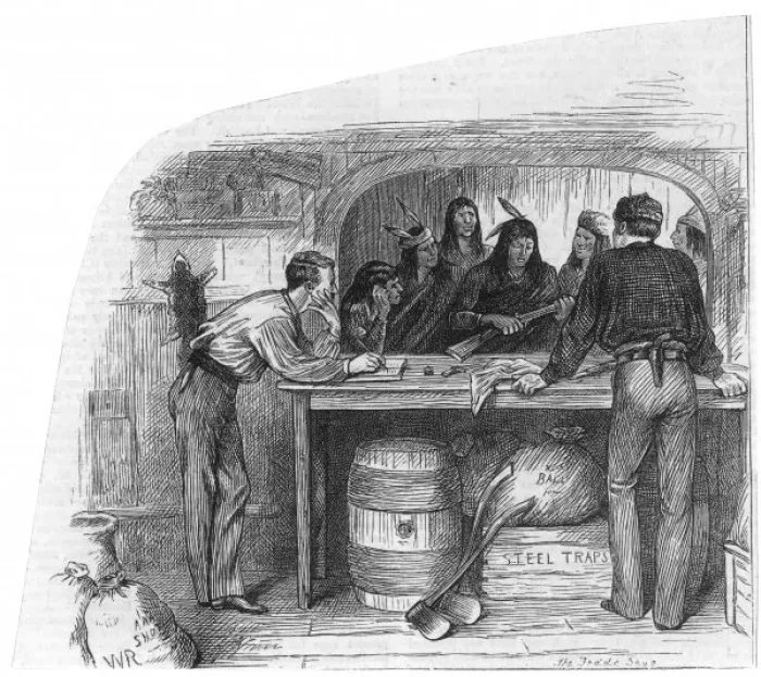 Framed Print : Bartering Furs for Guns Framed Print : Bartering Furs for Guns